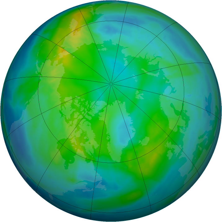 Arctic ozone map for 01 November 2013